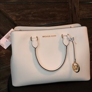 NWT Micheal Kors Savannah Optic White Satchel